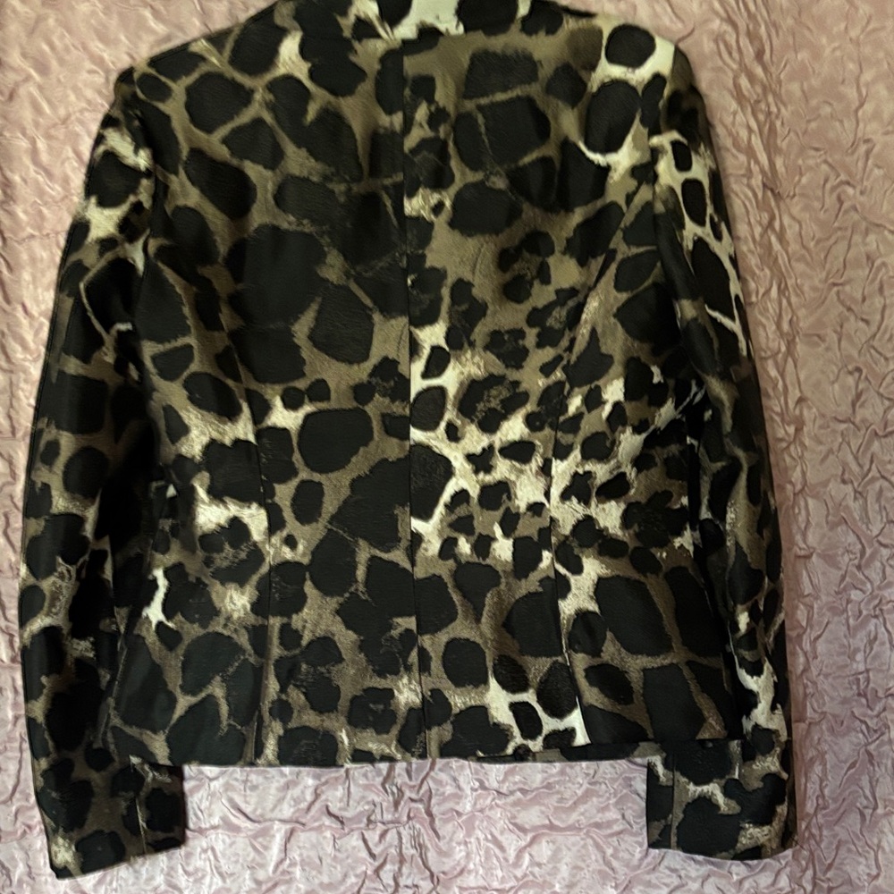 St. John Leopard Print Black and Gold Blazer - Picture 4 of 5